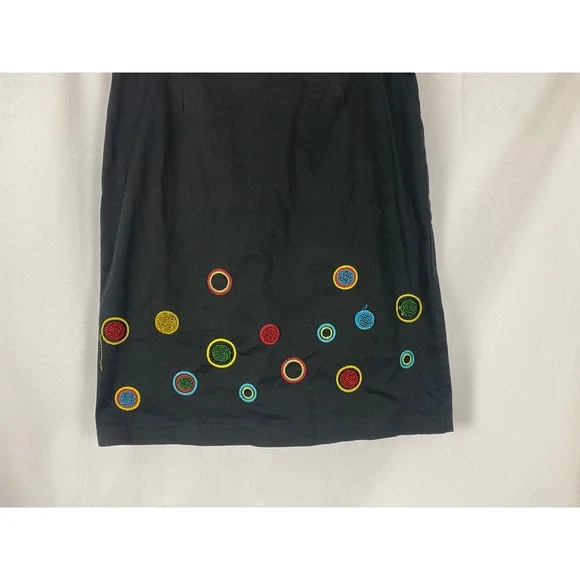Wildlife New‎ York Black Beaded Circle Embellished Pencil Skirt Back Zip Slit - Picture 3 of 10